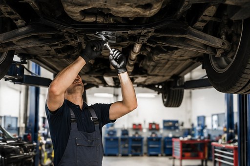 Arbeitsplatz für Unterbodenarbeiten am Fahrzeug